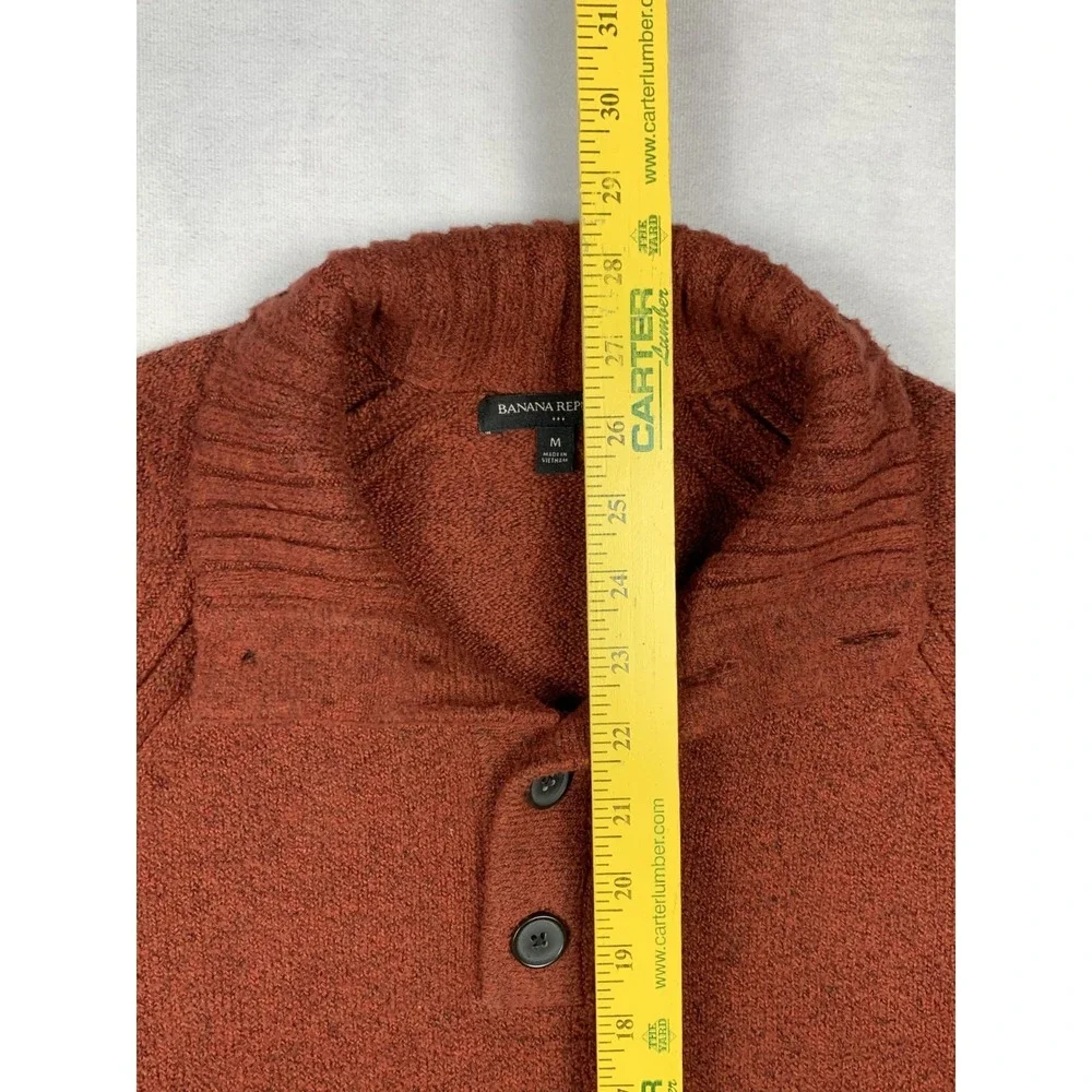 Banana‎ Republic Sweater Mens M Orange Shawl Collar Button Knit Pullover